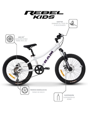 Bicicleta de montaña Ram rodada 20 Kids unisex