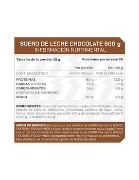 Suplemento Suero de leche ProWinner Prowinner sabor chocolate de 500 g
