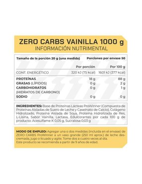 Suplemento Zero carbs ProWinner Prowinner con proteína de suero de leche sabor vainilla de 1 kg