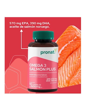 Omega 3 Salmón Plus Pronat con omega 3, aceite de salmón, dha y epa