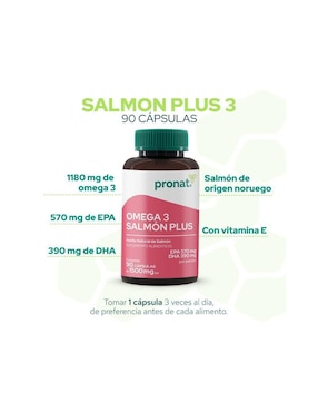 Omega 3 Salmón Plus Pronat con omega 3, aceite de salmón, dha y epa