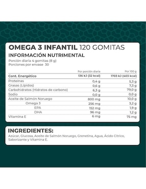 Suplemento Omega 3 infantil Pronat con omega 3, dha, epa y vitamina e sabor diferentes sabores de 120 gomitas