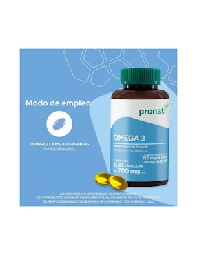 Suplemento Omega 3 (Aceite de pescado) Pronat Pronat de 100 cápsulas