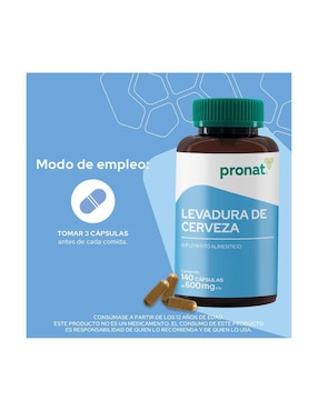 Suplemento Levadura de cerveza Pronat de 140 cápsulas