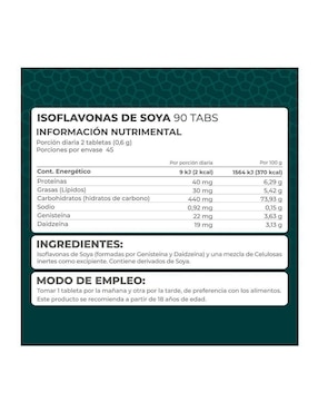 Suplemento Isoflavonas de soya Pronat con isoflavonas de 90 tabletas