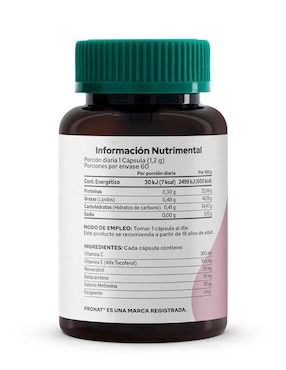 Suplemento Antioxidante con Resveratrol Pronat Pronat con resveratrol de 60 cápsulas