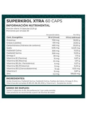 Suplemento SuperKrol Xtra Pronat Pronat con omega 3 de 60 cápsulas