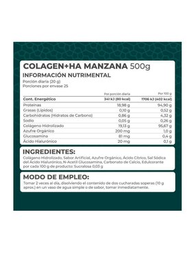 Suplemento Colagen + HA Pronat Pronat sabor manzana verde de 500 g