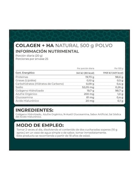 Suplemento Colagen + HA Pronat Pronat de 500 g