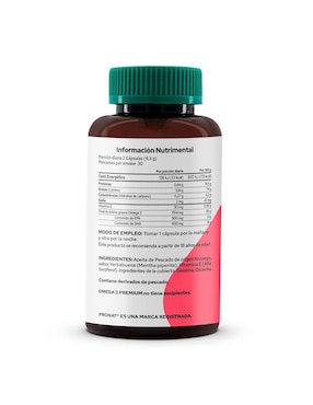 Omega 3 Premium Pronat con dha, epa y vitamina e sabor menta - hierbabuena de 60 cápsulas