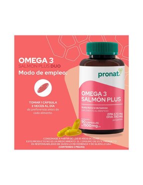 Salmón Plus (Omega 3) DUO Pronat con omega 3, aceite de salmón, dha y epa de 180 cápsulas
