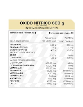 Suplemento No master (Óxido Nítrico) Prowinner de 600 g