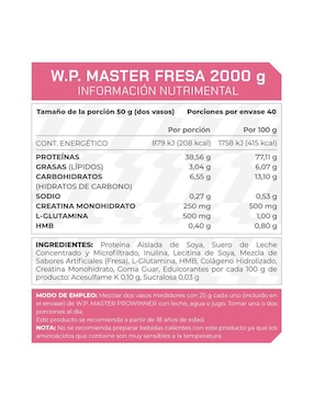 Suplemento WP Master (Whey protein) ProWinner Prowinner sabor fresa de 2 kg