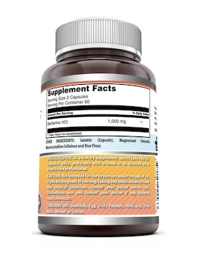 Amazing Nutrition Berberine 1000 mg Amazing Nutrition sabor natural de 120 cápsulas