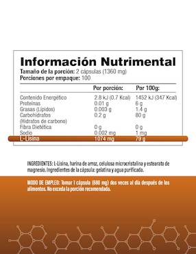 L-Lisina - S&V Salud & Vida Mx sabor original de 200 cápsulas