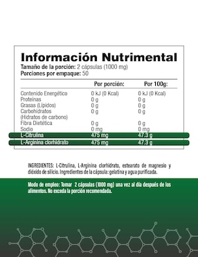 L-Citrulina y L-Arginina - S&V Salud & Vida Mx sabor original de 100 cápsulas