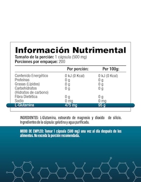 L-Glutamina - S&V Salud & Vida Mx sabor original de 200 cápsulas