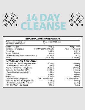 14 Day Colon Cleanse Detox Cascara Sagrada, Probióticos Beyond Vitamins de 28 cápsulas