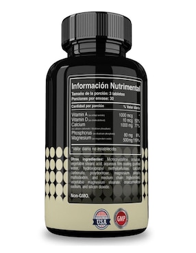Calcium Complex Reset Nutrition con calcio, magnesio, fosfóro, vitamina a y vitamina d sabor natural de 90 tabletas
