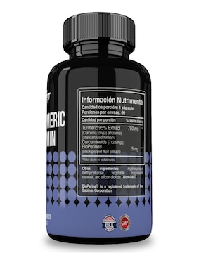 Full Turmeric Curcumin Reset Nutrition sabor natural de 60 cápsulas