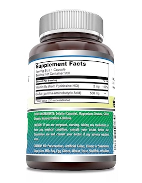 Gaba With Vitamin B6 Amazing Nutrition con gaba sabor natural de 200 cápsulas