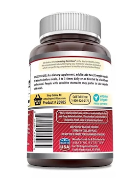 Quercetin Bromelain Amazing Nutrition con quercetina y bromelia sabor natural de 120 cápsulas