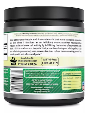 Gaba powder Amazing Nutrition con gaba sabor natural de 500 g