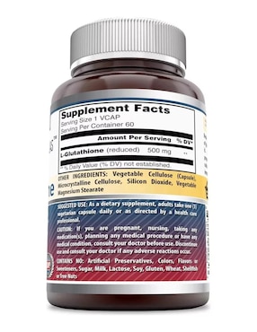 Glutathione Amazing Nutrition con glutatión sabor natural de 60 cápsulas