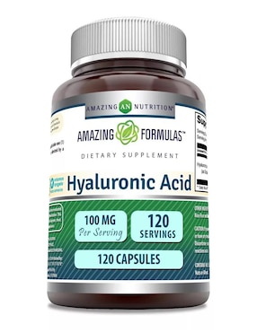 Hyaluronic Acid Amazing Nutrition con ácido hialurónico sabor natural de 120 cápsulas
