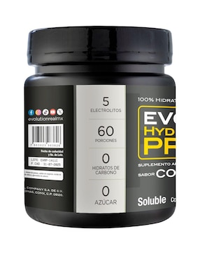 Hydromineral pro Coco Evolution Nutraceutical Company con gluconato de zinc sabor coco