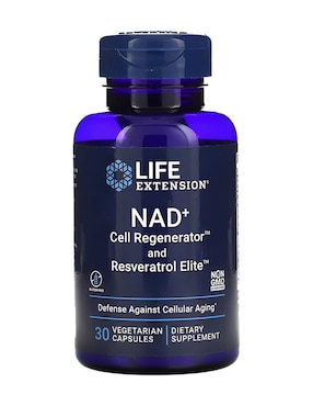 NAD + Regenerador celular y Resveratrol Life Extension con ribósido de nicotinamida de 30 cápsulas