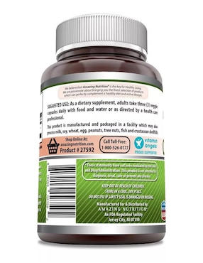 Celery Seed Amazing Nutrition con semilla de apio sabor natural de 120 cápsulas