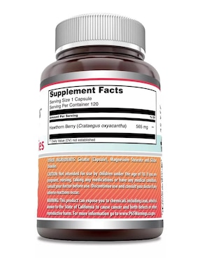 Hawthorn Berries Amazing Nutrition con bayas de espino sabor natural de 120 cápsulas