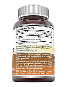 Nattokinase Amazing Nutrition con nattoquinasa sabor natural de 270 cápsulas