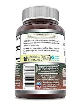Pine Bark Extract Amazing Nutrition con extracto de corteza de pino sabor natural de 60 cápsulas