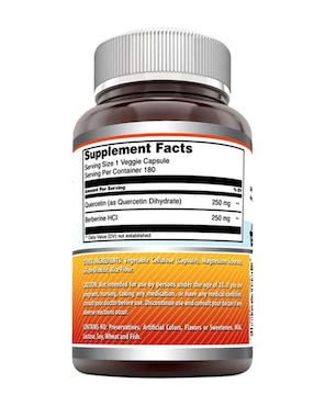 Quercetin Berberine Amazing Nutrition con quercetina y berberina sabor natural de 180 Cápsulas