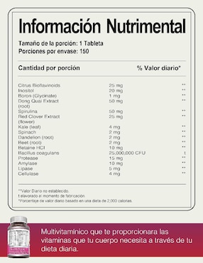 Womens' One Multiple Amazing Nutrition con multivitaminico sabor natural de 150 tabletas
