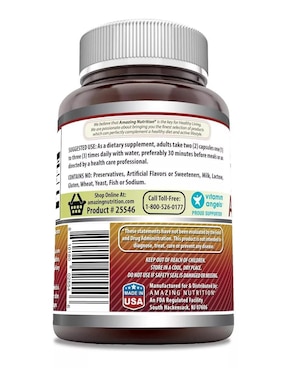 Apple Pectin Amazing Nutrition con pectina de manzana sabor natural de 120 cápsulas