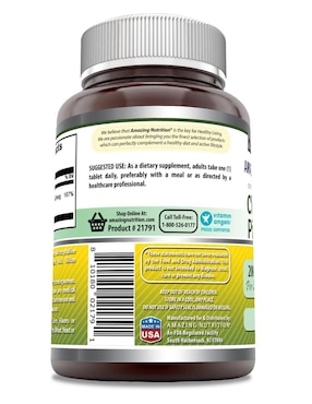 Chromium Picolinate Amazing Nutrition con picolinato de cromo sabor natural de 240 tabletas