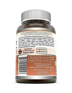 L-Lysine Amazing Nutrition con lisina sabor natural de 180 tabletas