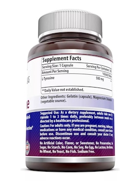 L-Tyrosine Amazing Nutrition con tirosina sabor natural de 180 Cápsulas