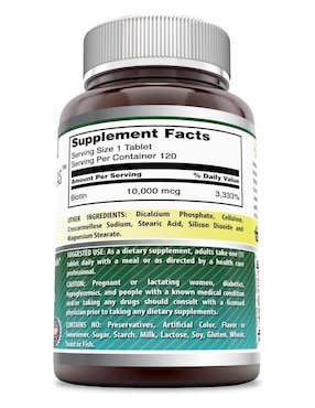 Biotin Amazing Nutrition con biotina sabor natural de 120 tabletas