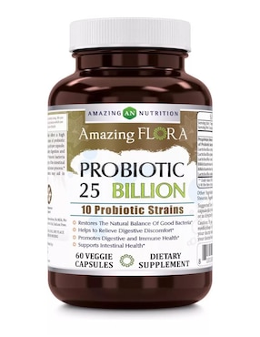 Flora Probiotic Amazing Nutrition Con 25 Billones De Próbioticos Sabor Natural