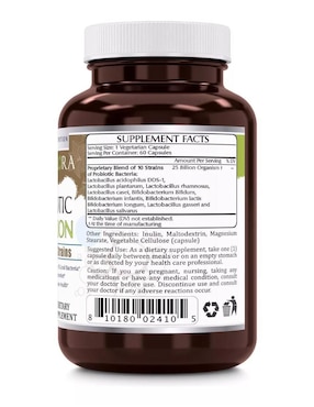 Flora Probiotic Probioticos Amazing Nutrition con 25 billones de próbioticos sabor natural de 60 cápsulas