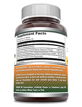 Calcium Magnesium Zinc + Vitamin D3 Amazing Nutrition con calcio, magnesio, zinc + vitamina d3 sabor natural de 150 tabletas