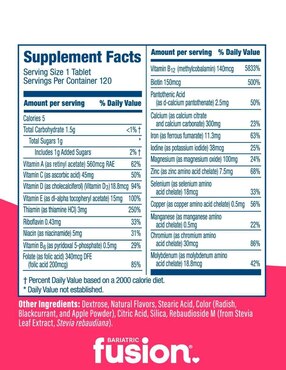 Multivitamin Complete Chewable Bariatric Fusion sabor cereza de 120 tabletas