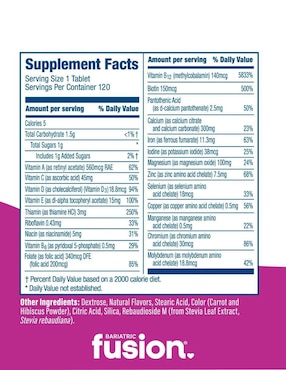 Multivitamin Complete Chewable Bariatric Fusion sabor berry de 120 tabletas