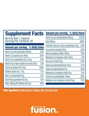 One per day Bariatric Fusion con multivitaminico sabor natural de 30 cápsulas