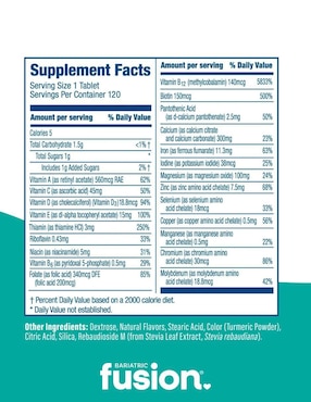 Multivitamin Complete Chewable Bariatric Fusion sabor frutas tropicales de 120 tabletas