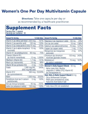 Women One per day Bariatric Fusion con multivitaminico sabor natural de 30 cápsulas